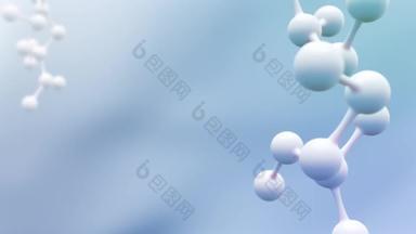 概念现实的分子背景。奶油分子的科学动画。透明质酸皮液广告,胶原蛋白血清下降与化妆品广告背景.4k动画